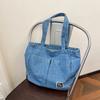 Chic Retro Denim Tote Bag For Women Large Capacity Street Style Shoulder Bag
