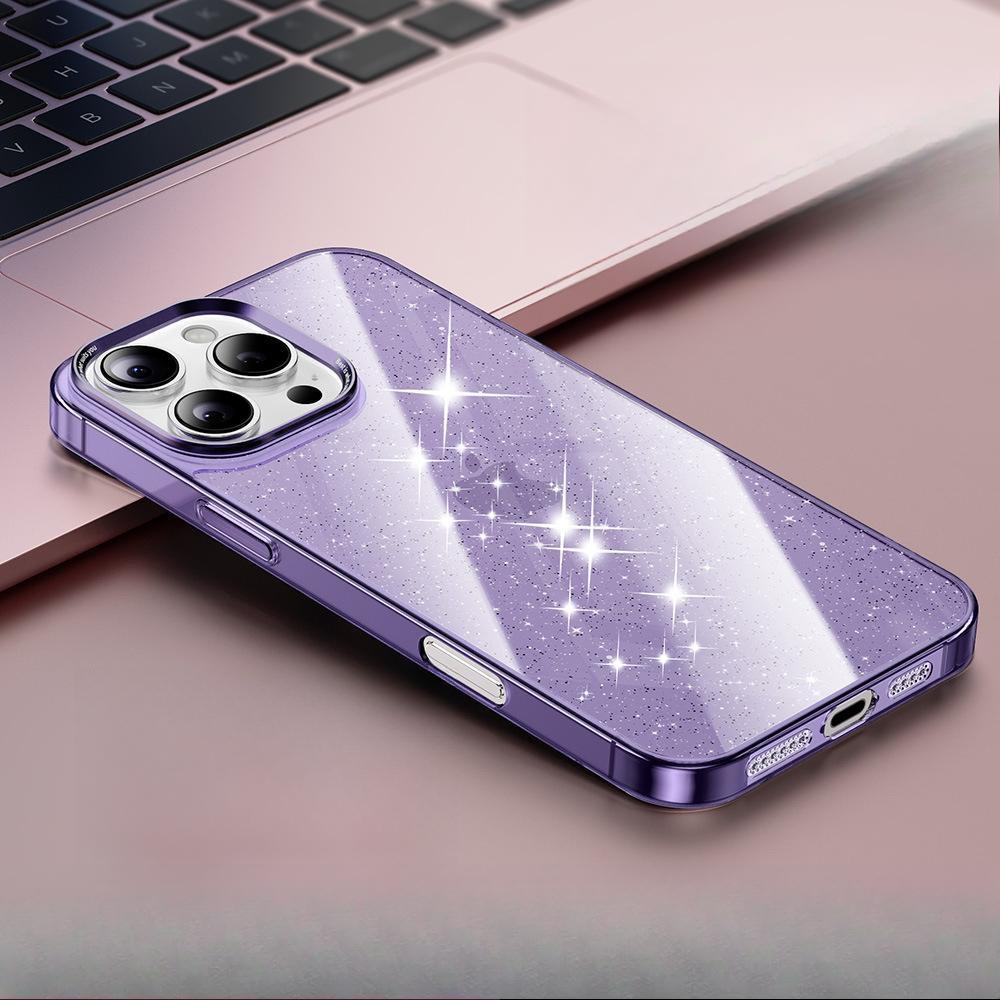 

Подходит для iPhone15ProMax Чехол для мобильного телефона из закаленного стекла с блестками Apple 14 Рассеивание тепла и воздухопроницаемость 13 Apple 13Promax