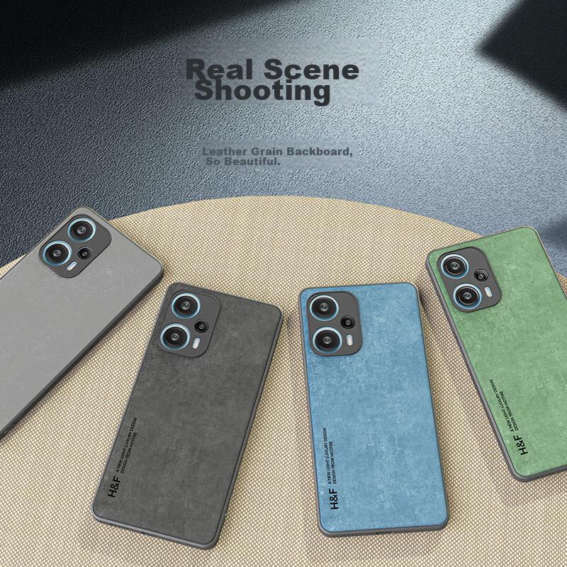 HotFire Phone Case for Xiaomi Redmi Note12 Turbo, Upgraded Skin-Like Leather Matte Lens Full Protection Silicone Cover