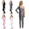 Felliger Katzen-Cosplay-Bodysuit für Mädchen, Glitzer-Strasssteine, Asymmetrisches Ärmeldesign mit aufgestopftem Schwanz, Vollbeiniger Jumpsuit und Fliege für Party
