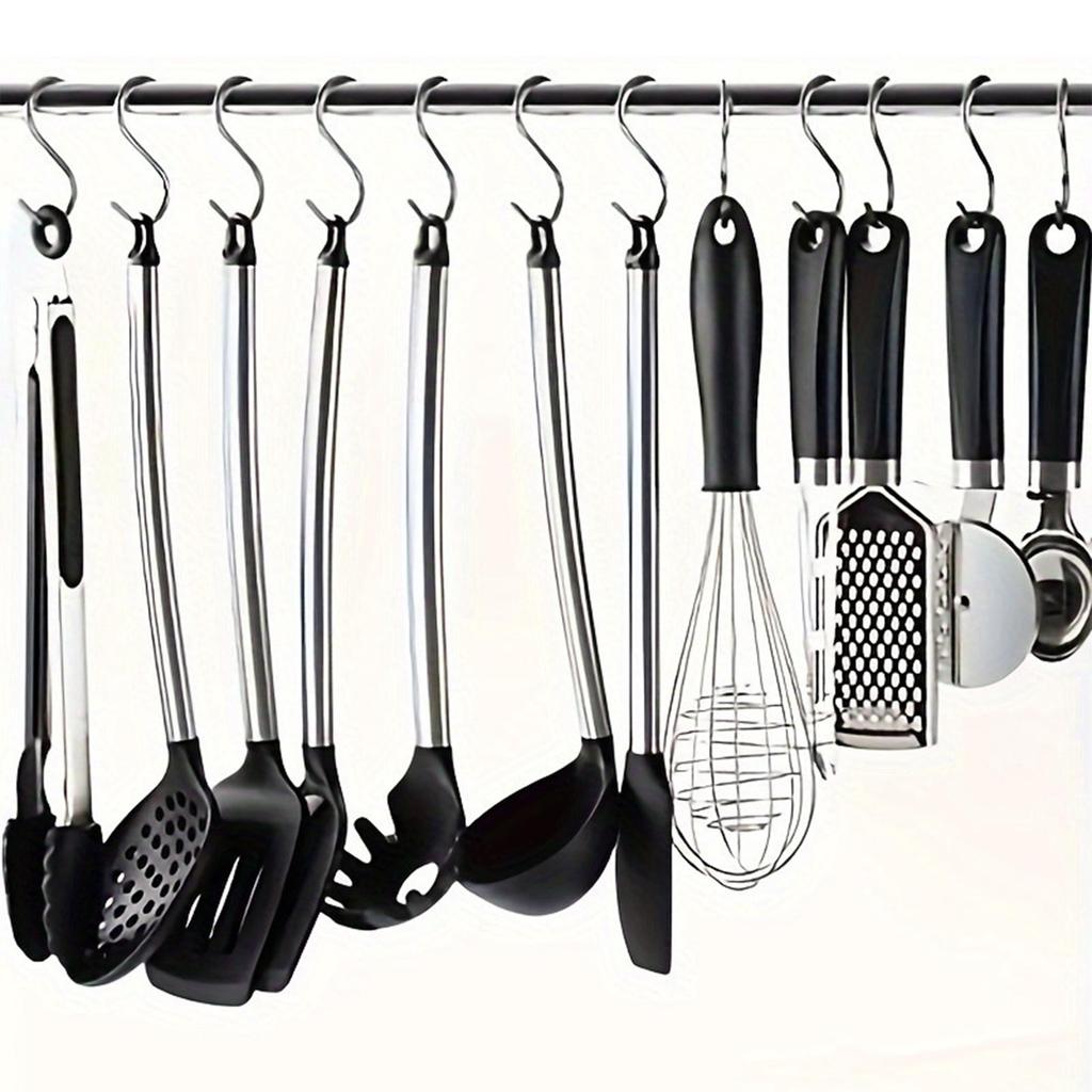 Stainless Steel S Hooks Heavy Duty Multi-Purpose S Shaped Hooks for Kitchen Utensils, Closet Clothes Bathroom Towels Workshop Tools, 3 Sizes Available