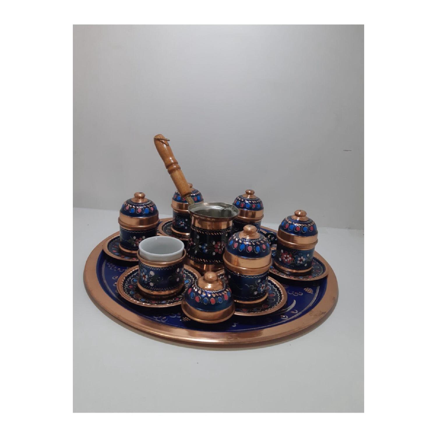 

Темно-синий медный набор ручной работы из 6 кофейных сервизов