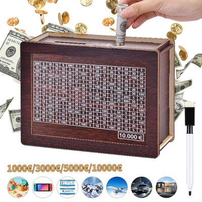 Salvadanaio da 1000/3000/5000/10000 Euro Salvadanaio in legno Salvadanaio con denaro riutilizzabile Salvadanaio creativo per bambini