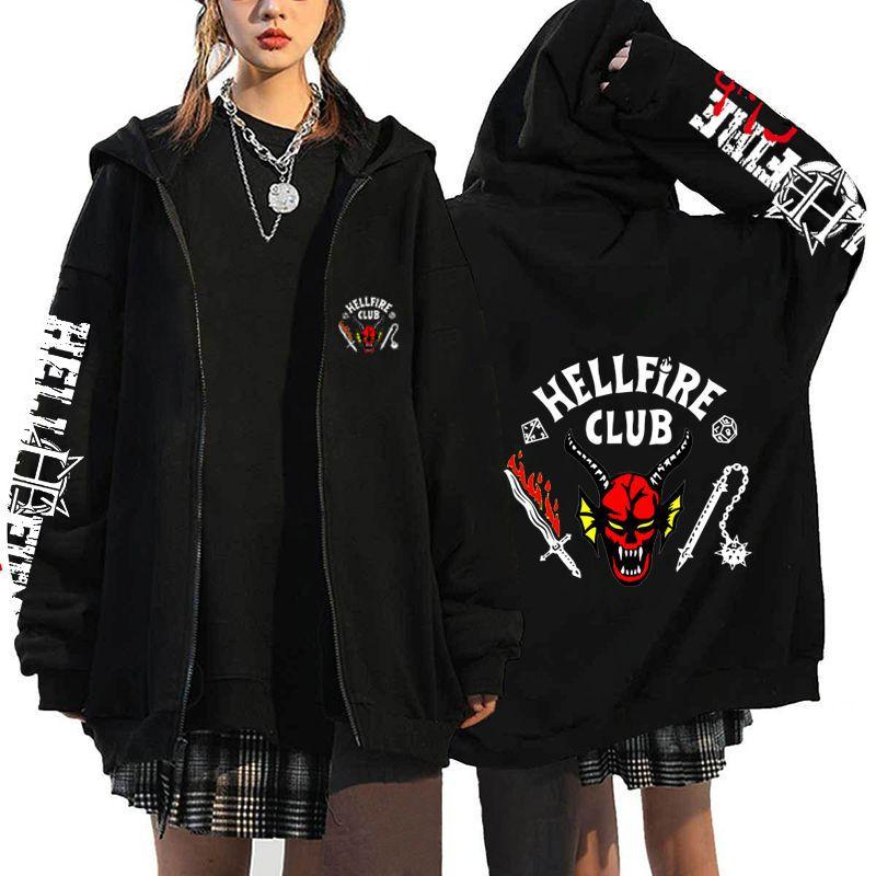 

Hellfire Club Printed Women Men s Hooded Casual Zipper Sweatshirts Male Tracksuit Fashion Jacket Mens Clothing Outerwear XS чёрный