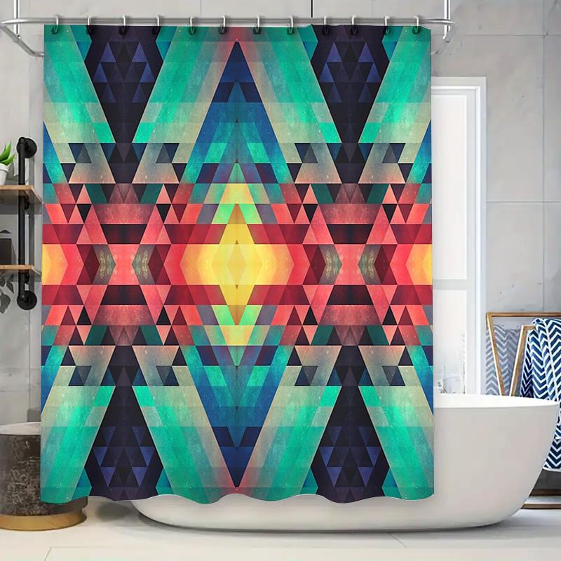 Geometric Shower Curtain Modern Abstract Pattern Bathroom Decor Waterproof Fabric Backdrop Vintage Artistic Design Home Textile