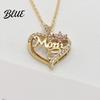 Rhinestone Flower Necklace Heart Pendant Mom Women Love Colorfast Alloy