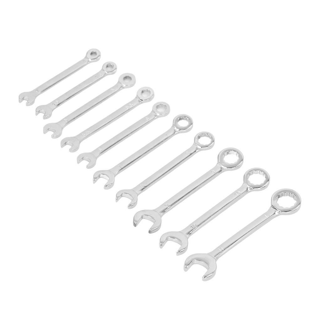 10PCS 72 Tooth Ratchet Wrench 15 Degree Open Double Head Combination Spanner Set 4?11mm