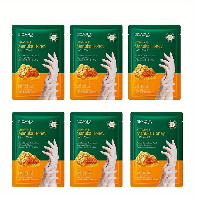Maschera per Mani al Mango e Miele con Vitamina E - 5 Paia - Idratazione Profonda, Illuminante, Ammorbidente per Mani Secche, Cura delle Mani Autunno Inverno