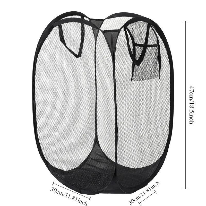 Foldable pop-up mesh laundry basket, portable clothing storage basket, suitable for easy cleaning and storage of dirty clothes