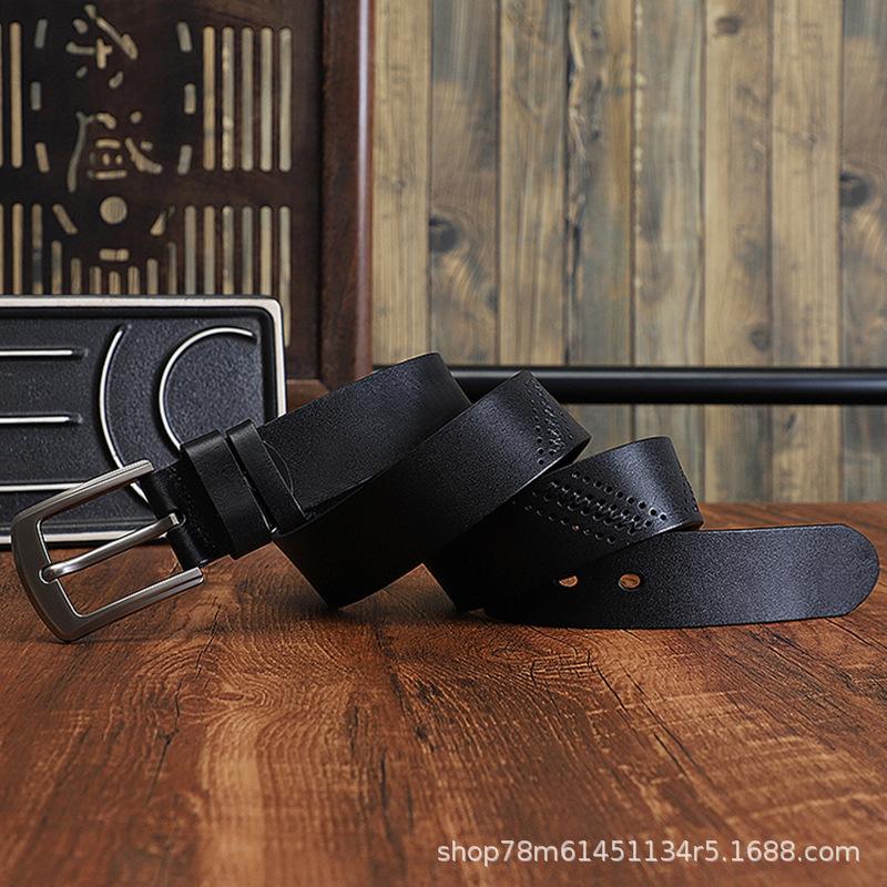 Factory Men'S Belt Casual Fashion First Layer Cowhide Denim Casual Pants Versatile Leather Retro Trendy Belt