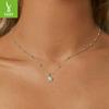 Shining Star Light 50 Points Moissanite Necklace, Simple Shining Star S925 Sterling Silver Collarbone Chain