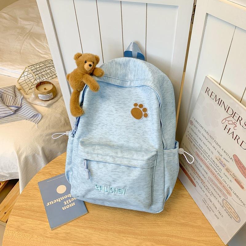 School bag Korean style gentle style with a fufu little bear double shoulder bag, student party campus style, high-appearance practical backpack