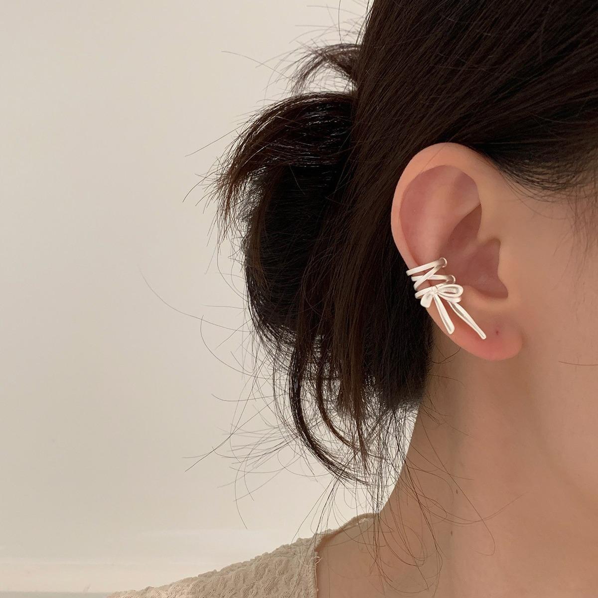 

Spring/Summer Ribbon Bow Tie-Up Ear Cuff Earrings for Women