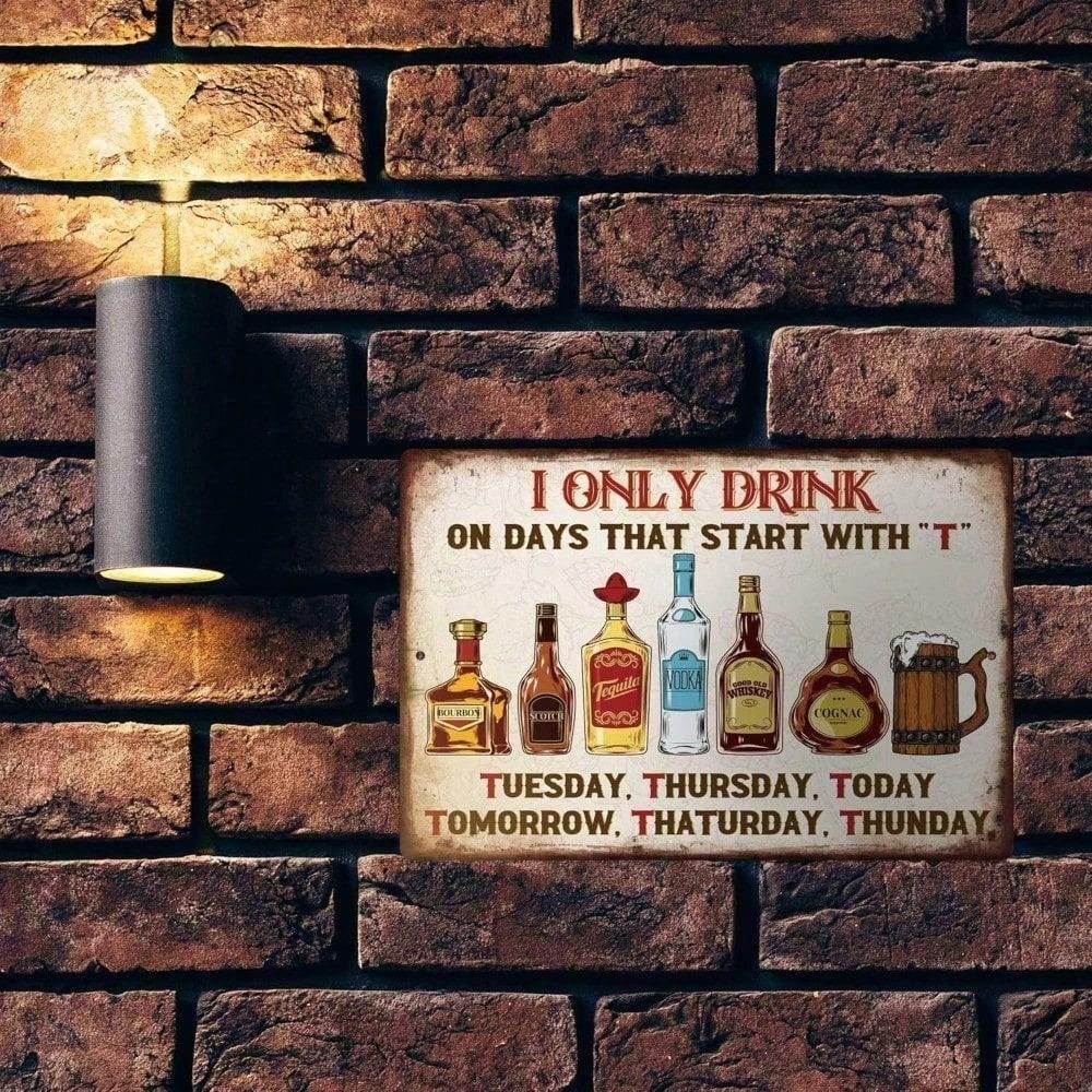 \Retro Metal Sign For Home Bar - Funny Sarcastic Quote Daily Drinking Humor - 8x12 Inch Wall Art Decor\