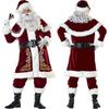 Elegant Plus Size Santa Claus Fancy Dress Outfit In Rich Wine Red Velvet Material