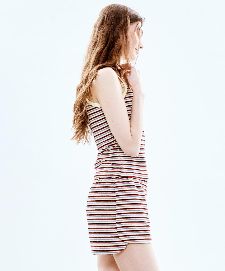 Soipeuyukaen Retro Striped Terry Shorts