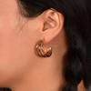Trendy Gold-Plated Triple C-Shaped Titanium Steel Earrings