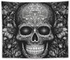 Wandbehang Schwarz-Weiß Totenkopfmuster Wandteppich für Schlafzimmer 50"x60" Vintage Wandteppiche Veranda Hängender Hintergrund Wandposter