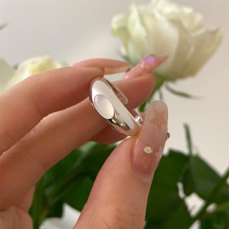 Stylish Moonstone Simple Ring For Women Geometric Copper Open Finger Ring Chic Accessory Minimalist