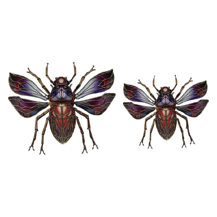 Metal Beetles Wall Art Colorful Bees Sign Wall Hangings Decor for Garden Yard