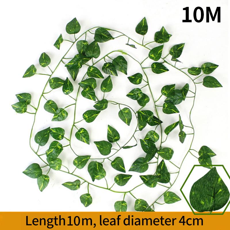 1/2/10M Artificial Plant Leaves Vine Green Fake Leaf Garland Hanging Vines Greenery Wall Decor Wedding Party Christmas Supplies