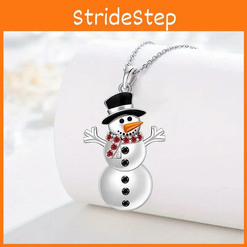 Doll Shaped Cute Christmas Necklace With Rhinestone Alloy Chain For Holiday Wear