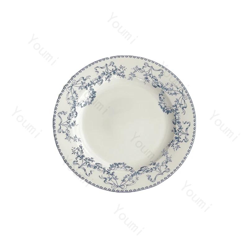 Blumen im französischen Stil Keramikteller Retro Restaurant Pasta Dessert Speiseteller Zuhause Frühstück Salatteller Exquisites Geschirr