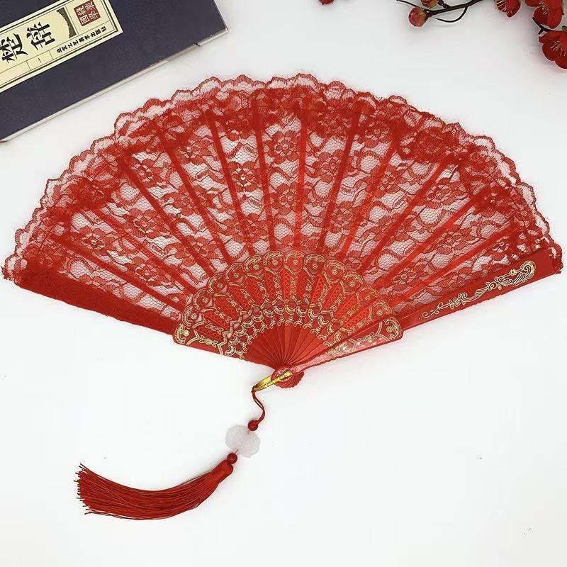 Sex underwear retro lace women's fan summer orchid fan dance performance photography photo props folding fan