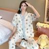 Summer short-sleeved bubble cotton yarn pleated pajamas female Internet celebrities popular trousers loungewear set