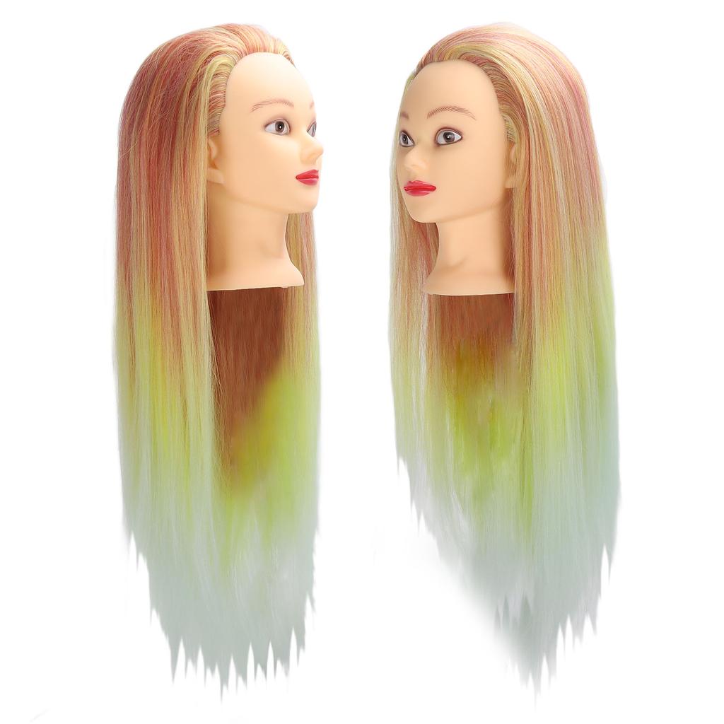 Hairdressing Mannequin Head Synthetic Braiding Hair Hairdresser Head Gradient Orange Yellow