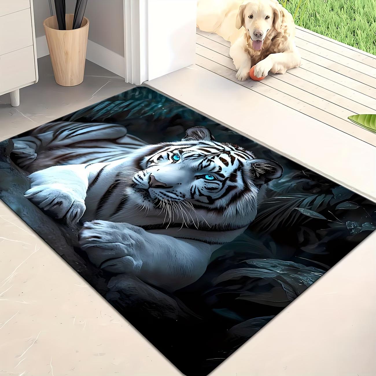 

Doormat Entrance Mat Snow Leopard Blue Eyes Pattern Non Slip Print Floor Mat for Entryway Bathroom Kitchen Hallway 40cm x 60cm