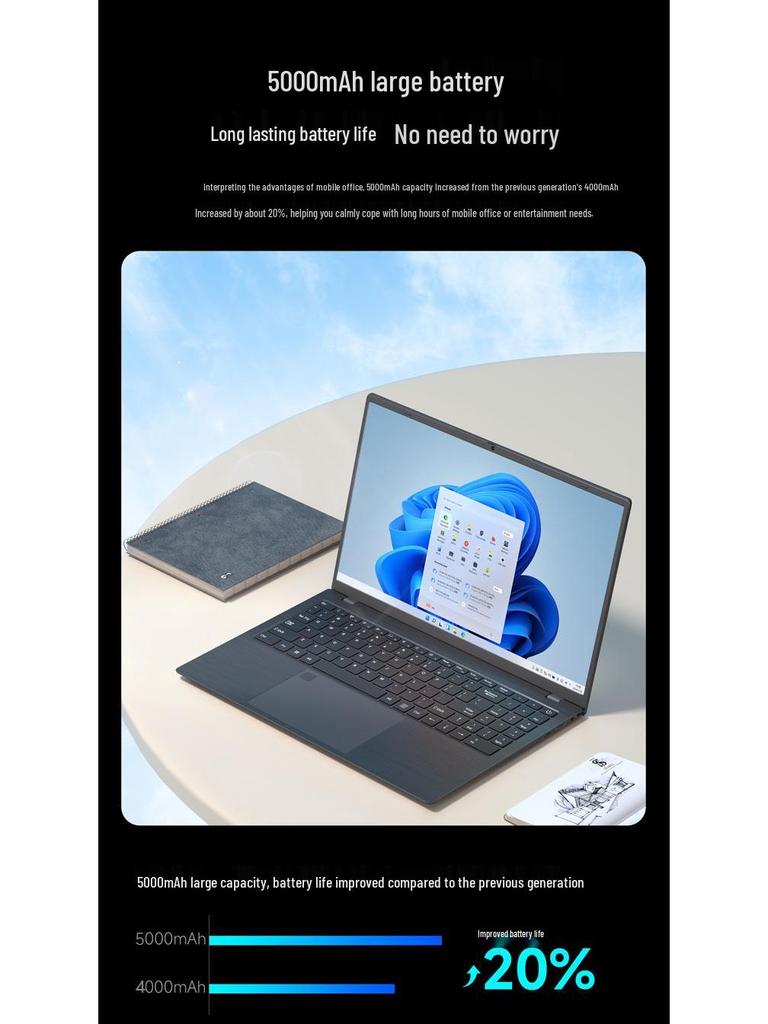 New 15.6-inch Laptop N95/N100 HD Large Screen Portable Thin & Light for Business Office