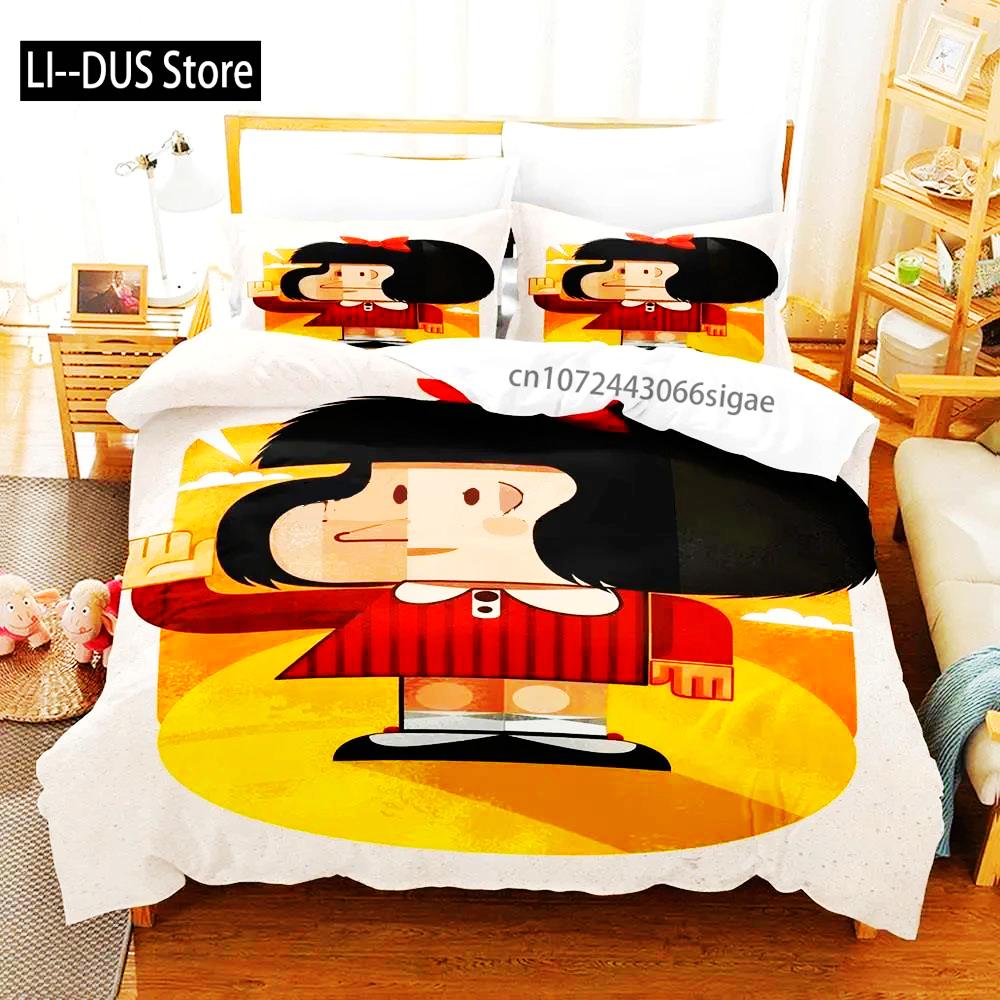 Mafalda Boys Bedroom Bedding Single Twin Full Queen King Size Aldult Duvetcover 3D Anime Bed Sheet Set 2024 Quilt Cover Pillowca