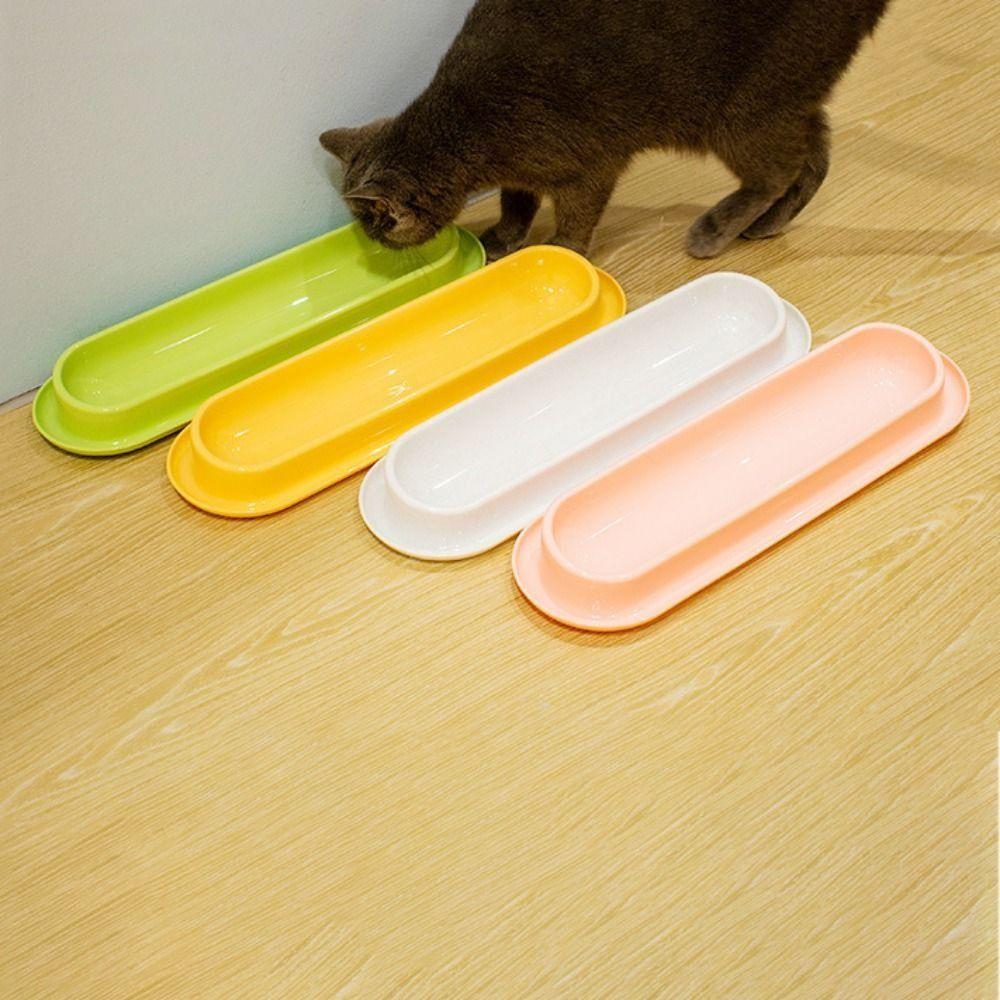 Anti Scattering Long Cat Food Bowl Anti Overturning Cat Long Single Dish  Kitten