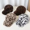 Thick Lining Faux Mink Cap Leopard Print Plush Hat New Baseball Cap  Autumn Wear