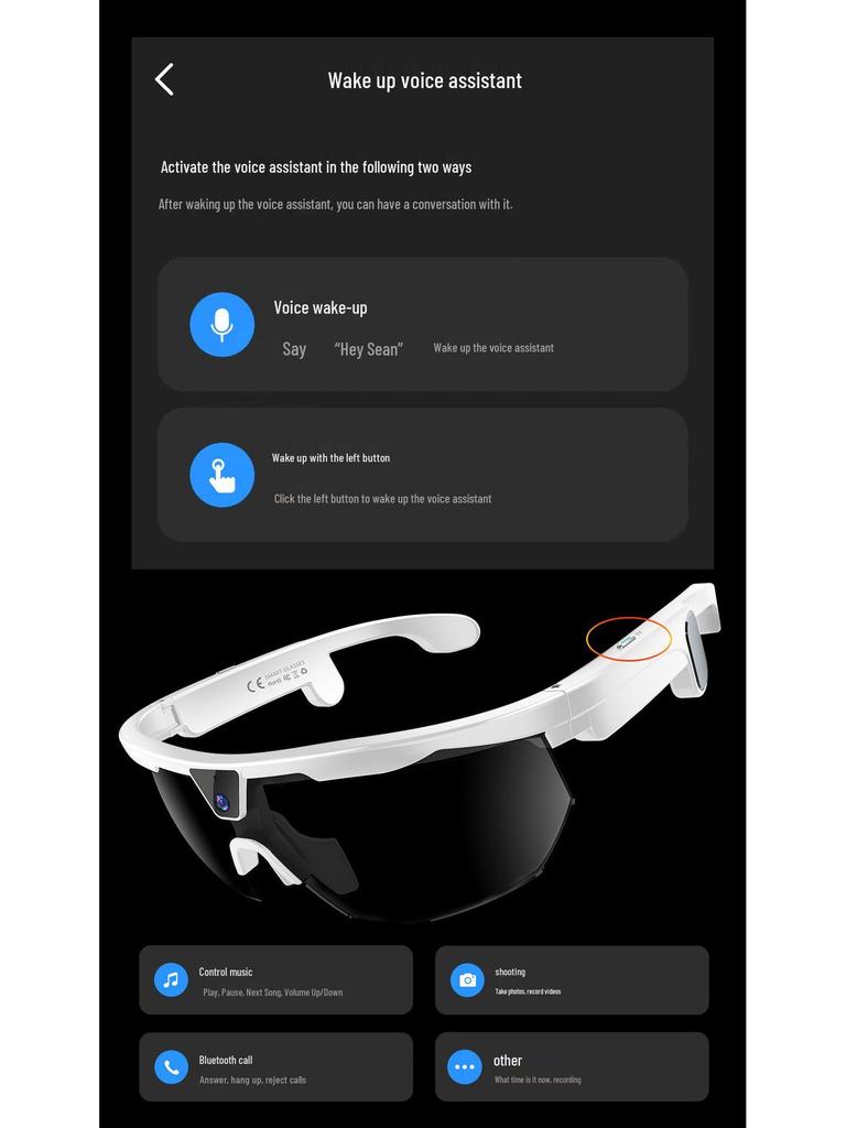 W640 Outdoor Cycling Smart Glasses: AI Translation, Photo/Video Recording, Wind/Sandproof, UV Protection Sunglasses