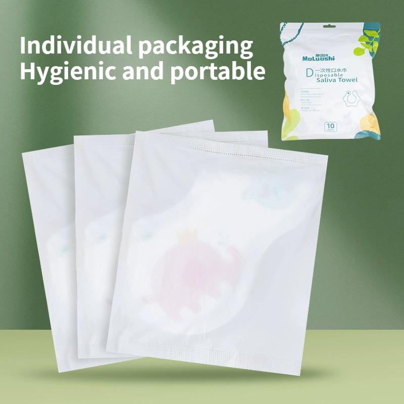 A pack of 10 cartoon disposable baby bibs,360° anti spit up milk saliva,oil,essential for travel,home,andoutdoor activities