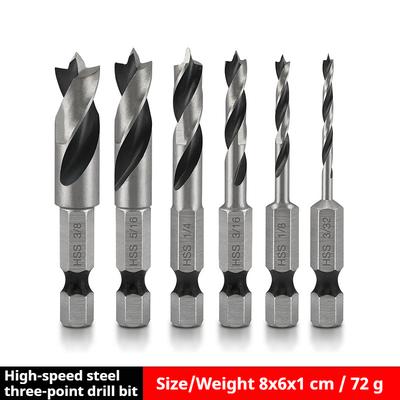 Conjunto de 6 peças/Conjunto de 5 peças Aço Rápido Broca Curta de Três Pontas Broca Curta Britânica Haste Hexagonal Total HSS