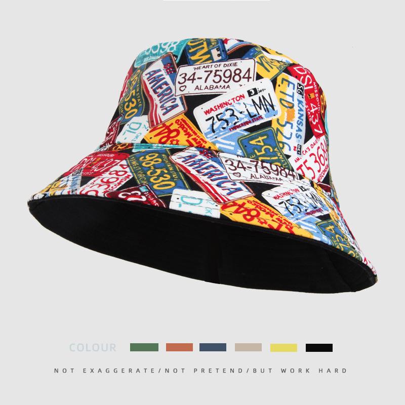Reversible Street Fashion Hip Hop Print Bucket Hat with Sun Protection for Men & Women