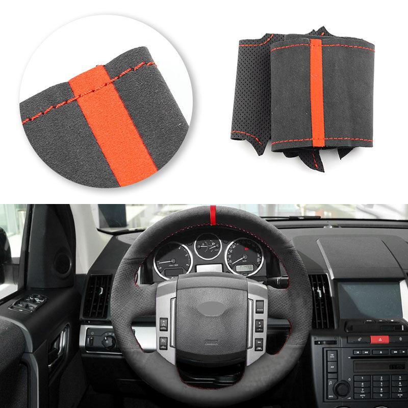 

Car Accessories Steering Wheel Suede Perforated Leather Cover For Land Rover Freelander 2 2007 2008 2009 2010 2011 2012