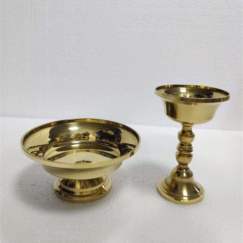 1pc Buddhist Guardian Cup Furnishing Copper Handicraft Polishing Tibetan Tribute Buddhism Holy Water Plate Home Candle Holder