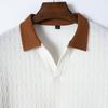 Sommar Slim Fit Pikétröja Herr Våffeljacquard Färgmatchande Krage Herr Kortärmad