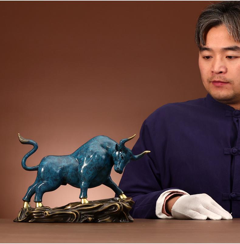High Grade GOOD LUCK Mascot Stock Market Bull Career Wealth Bull Bronze Statue HOME Shop Club BAR Company Decoration