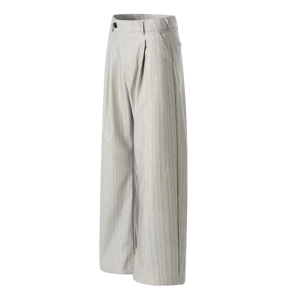 Yongfang Old Money Unisex Drape Stripe Relaxed A-Line Suit Pants