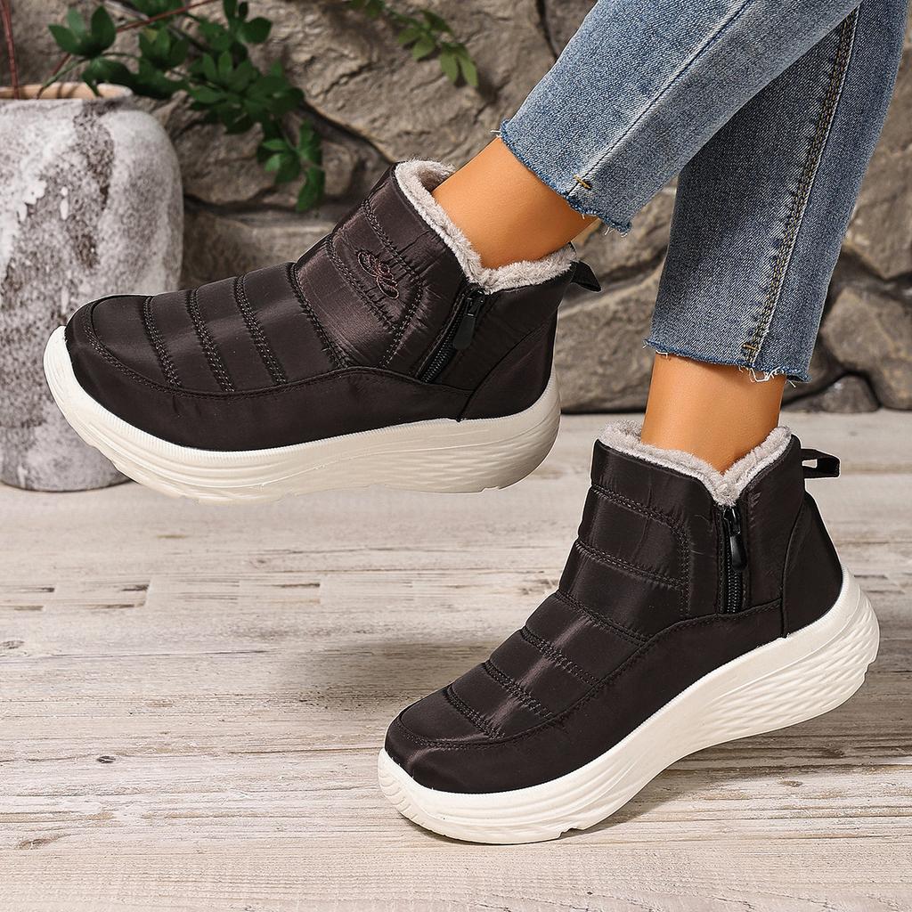 Women's Winter Warm Snow Boots with Fur Lined Warm Slip On Short Boots for Women Comfortable Outdoor Waterproof Chunky Platform Walking Booties Shoes