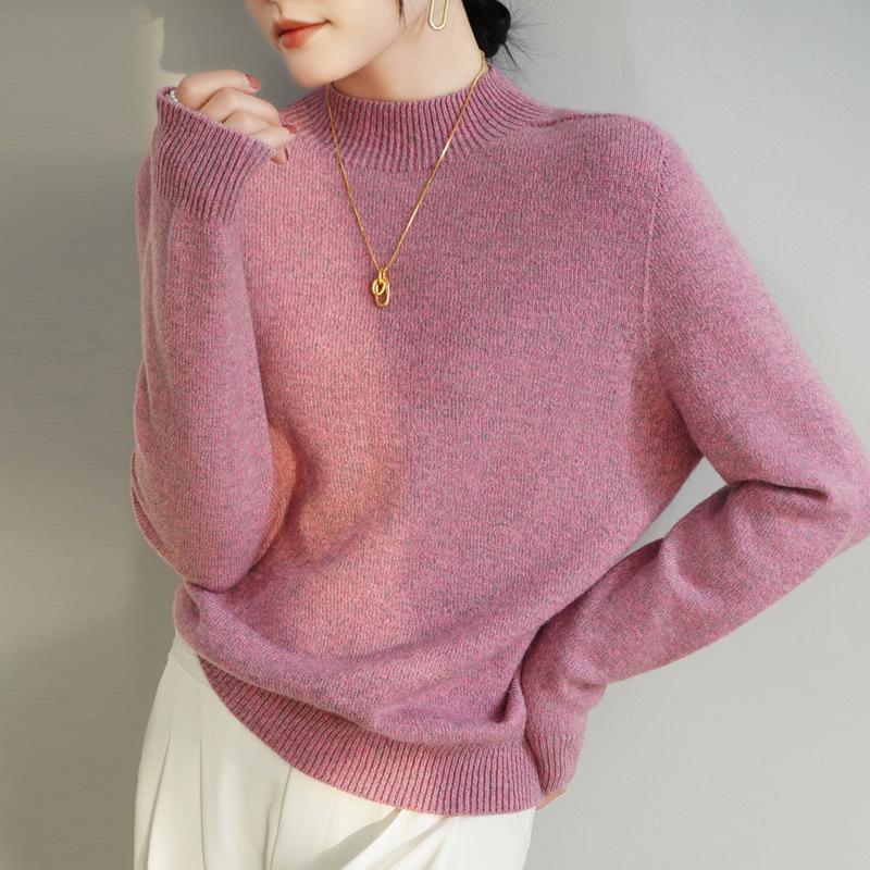 The New Long-sleeved Sweater Top with A Semi-high Neck and A Base Layer Makes You Look Slimmer and More Fashionable In Spring and Autumn