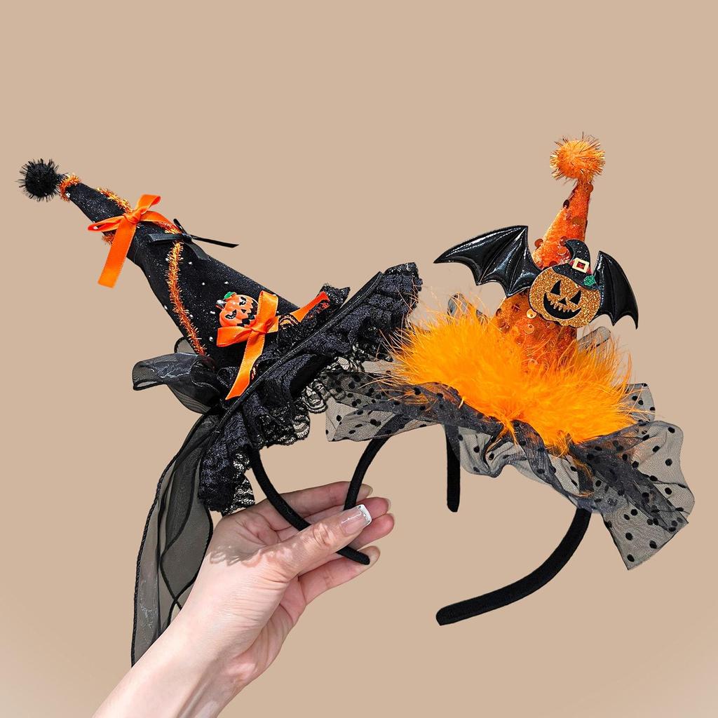 Kids' Halloween Ghost & Witch Hat Hairband - Cute & Funny Hair Accessory