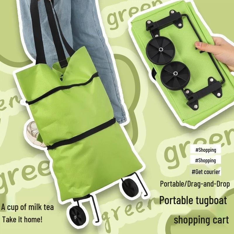 Foldable Portable Shopping Trolley Bag with Wheels - Large Capacity for Home, Grocery, and Express Delivery