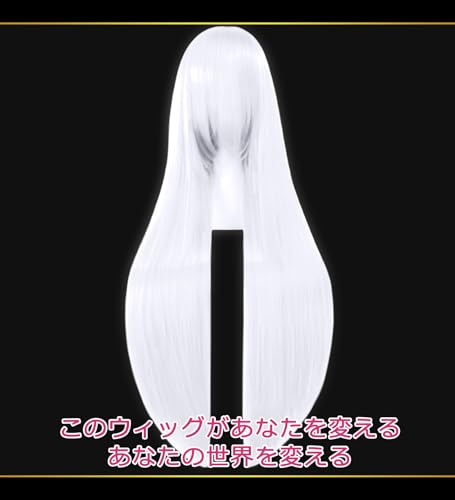 CaseEden Cosplay Wig, Premium, Smooth, Straight, Long, 80cm, Pure White, WIG6166