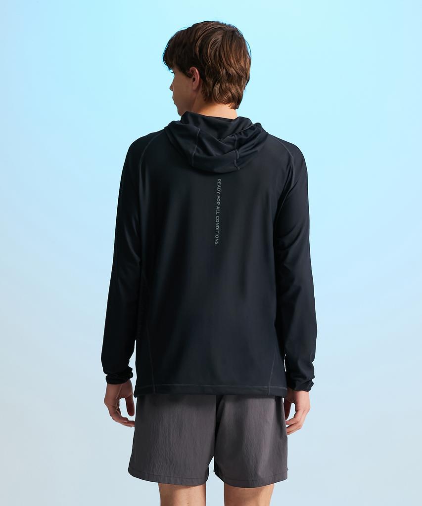 Leijibi [Set] Techflow Performance Hooded Zip-Up Rash Guard + Swim Shorts Set M Black